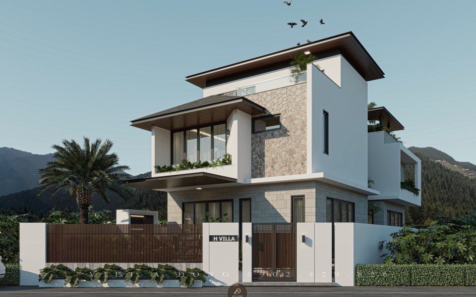 Thiết kế kiến trúc biệt thự gỗ óc chó tại Sơn Tây, Hà Nội - Chị Hạnh